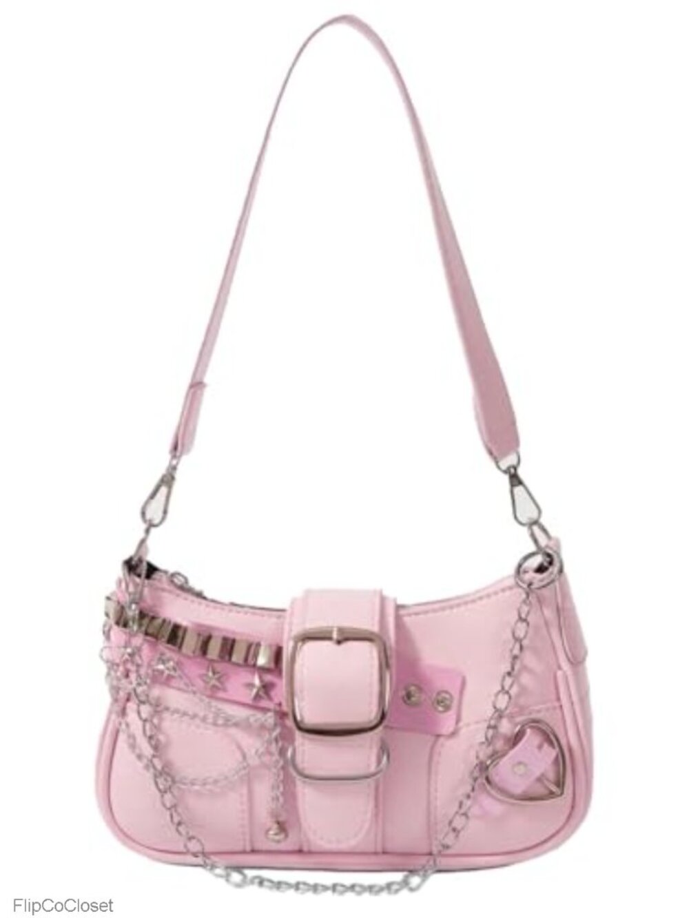 Y2K Coquette Shoulder Bag with Chain Strap, Cute Glossy Purse